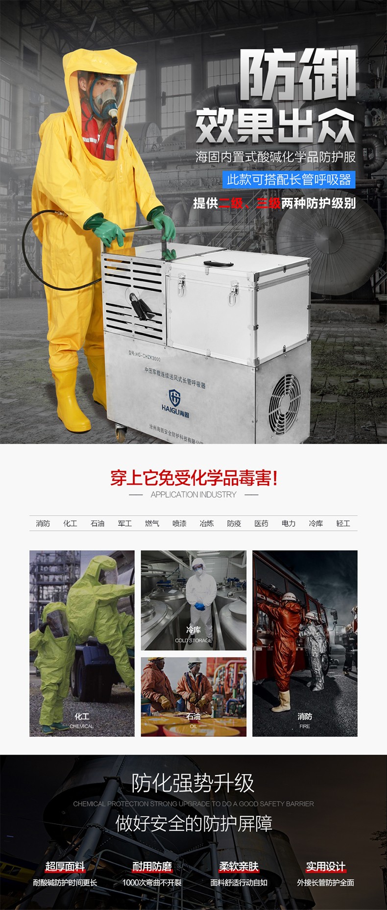 海固定制款！內置外接 內置插孔防化服圖片1