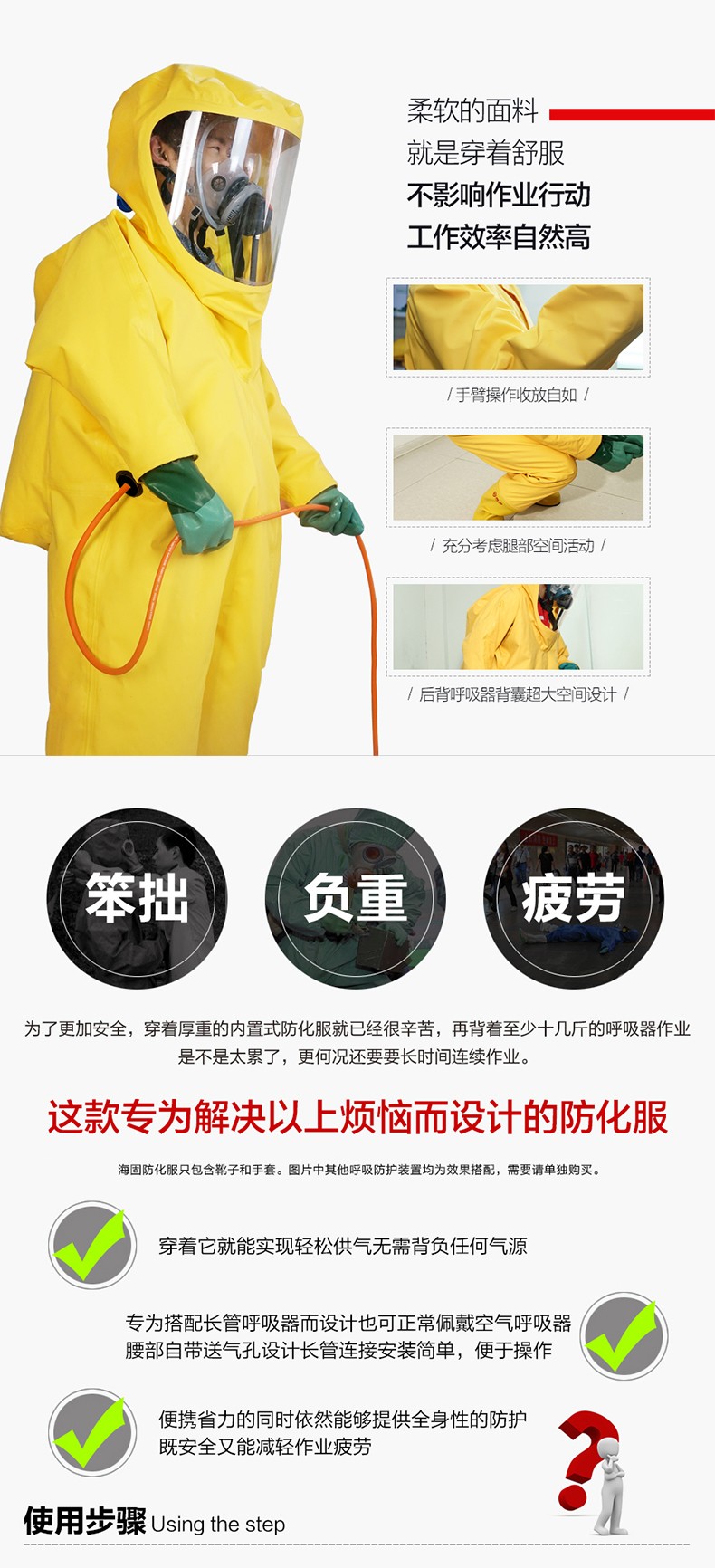 海固定制款！內置外接 內置插孔防化服圖片2