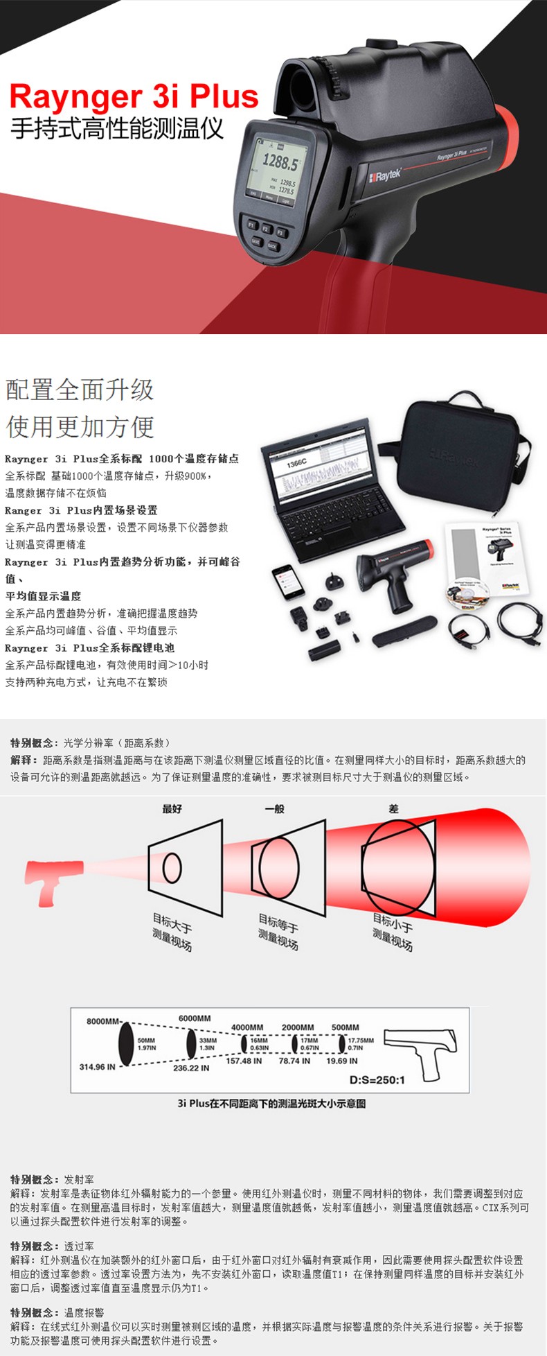 雷泰RAYR3I1ML3+瞄準(zhǔn)鏡雙激光瞄準(zhǔn)手持紅外測(cè)溫儀圖片