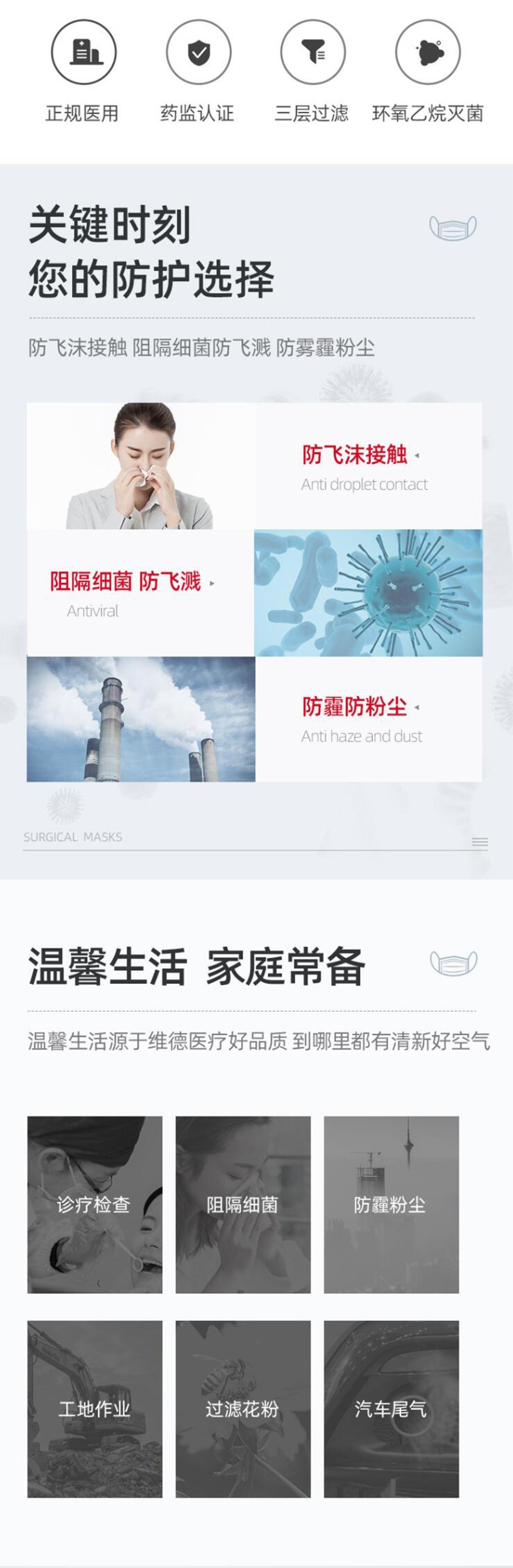 維德醫(yī)療滅菌藍(lán)色醫(yī)用外科口罩圖片1
