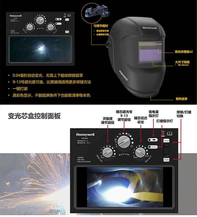 Honeywell霍尼韋爾HW1000自動(dòng)變光焊接面罩2
